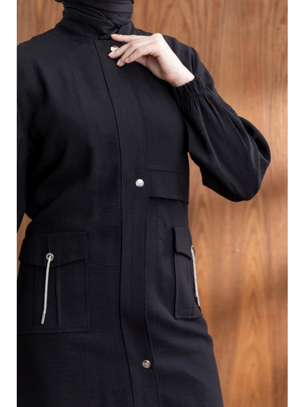 TORBA CEPLİ ALLERLİ PAT İÇİ FERMUARLI GİYÇIK - SİYAH