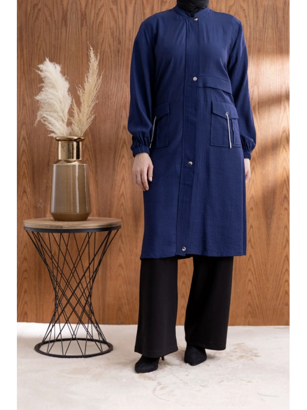 TORBA CEPLİ ALLERLİ PAT İÇİ FERMUARLI GİYÇIK - LACİVERT