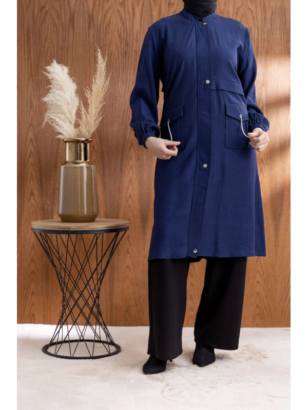 TORBA CEPLİ ALLERLİ PAT İÇİ FERMUARLI GİYÇIK - LACİVERT