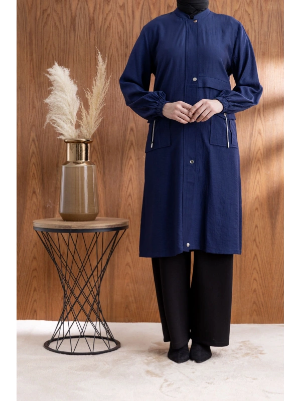 TORBA CEPLİ ALLERLİ PAT İÇİ FERMUARLI GİYÇIK - LACİVERT