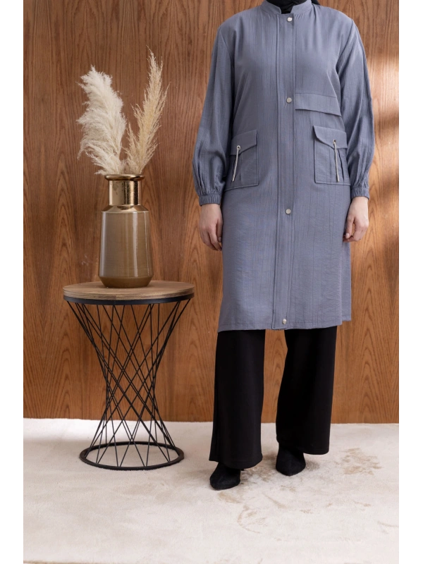 TORBA CEPLİ ALLERLİ PAT İÇİ FERMUARLI GİYÇIK - GRİ