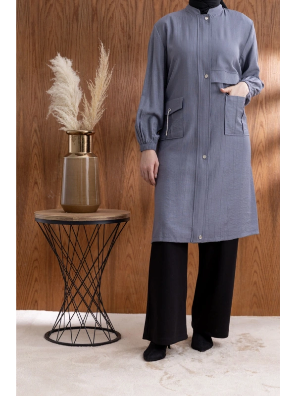 TORBA CEPLİ ALLERLİ PAT İÇİ FERMUARLI GİYÇIK - GRİ