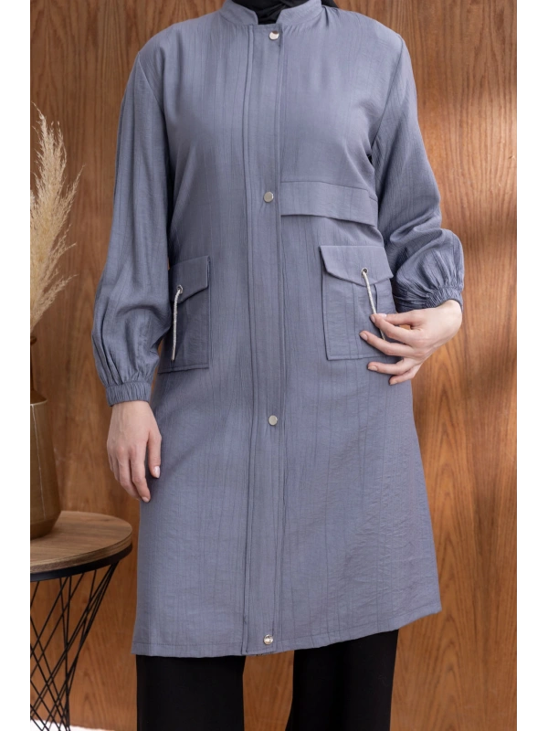 TORBA CEPLİ ALLERLİ PAT İÇİ FERMUARLI GİYÇIK - GRİ