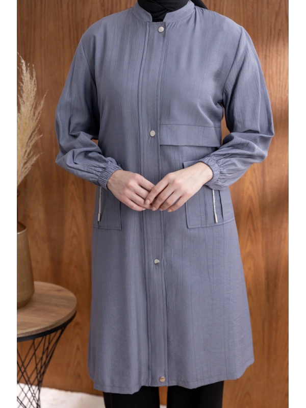 TORBA CEPLİ ALLERLİ PAT İÇİ FERMUARLI GİYÇIK - GRİ