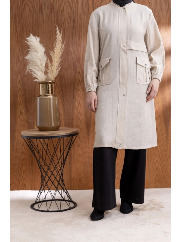 TORBA CEPLİ ALLERLİ PAT İÇİ FERMUARLI GİYÇIK - TAŞ