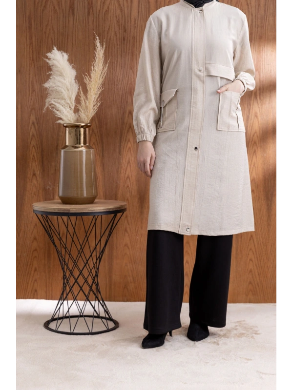 TORBA CEPLİ ALLERLİ PAT İÇİ FERMUARLI GİYÇIK - TAŞ