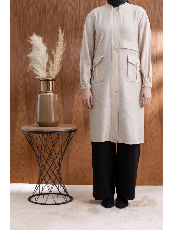 TORBA CEPLİ ALLERLİ PAT İÇİ FERMUARLI GİYÇIK - TAŞ