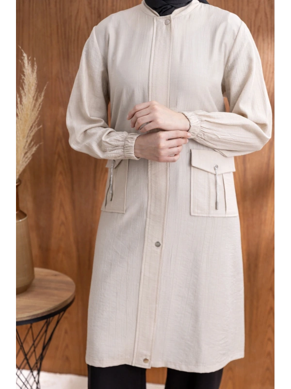 TORBA CEPLİ ALLERLİ PAT İÇİ FERMUARLI GİYÇIK - TAŞ