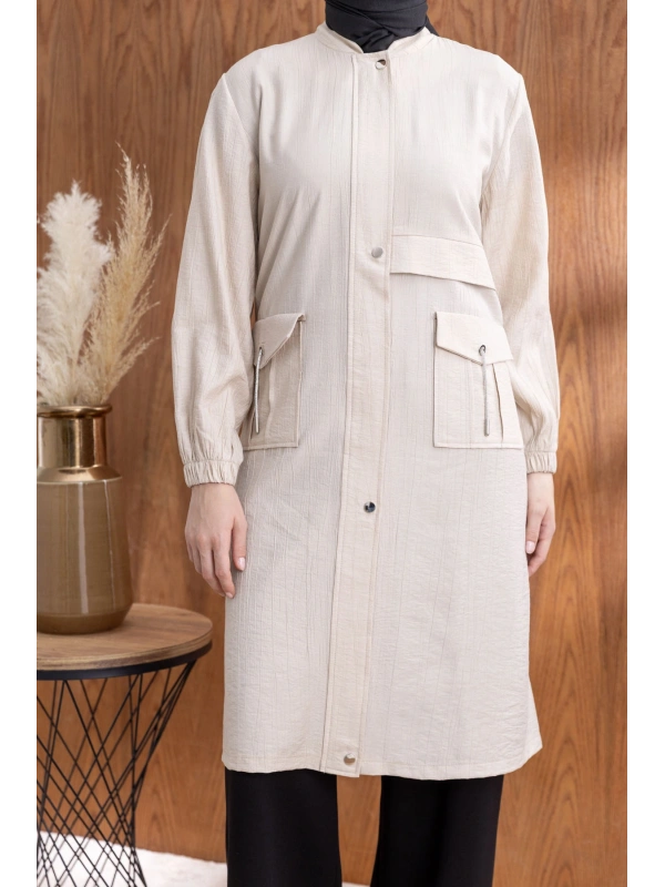 TORBA CEPLİ ALLERLİ PAT İÇİ FERMUARLI GİYÇIK - TAŞ