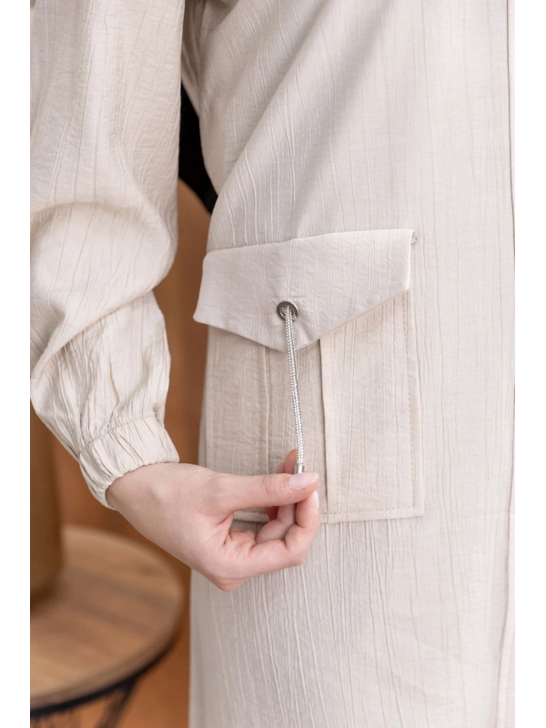 TORBA CEPLİ ALLERLİ PAT İÇİ FERMUARLI GİYÇIK - TAŞ