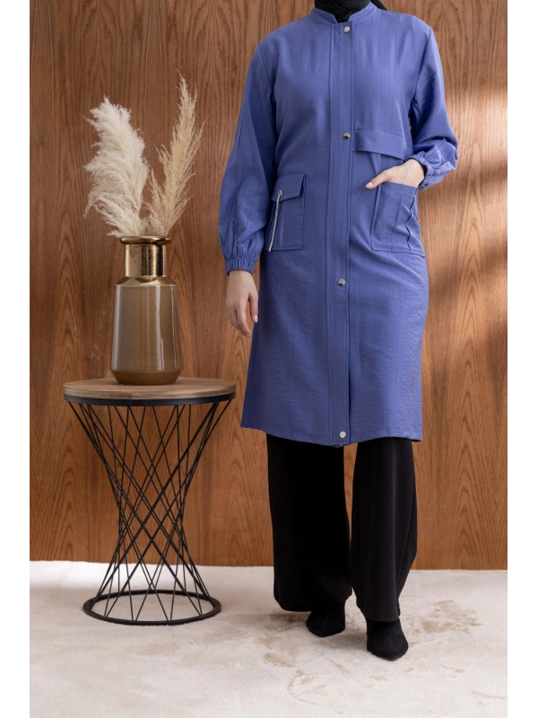 TORBA CEPLİ ALLERLİ PAT İÇİ FERMUARLI GİYÇIK - İNDİGO