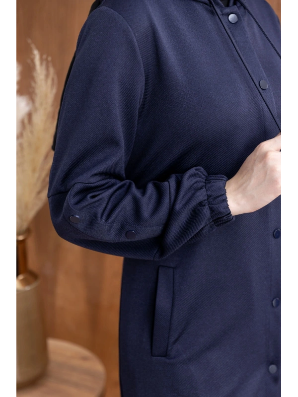 ÖNÜ ÇITÇITLI KAPÜŞONLU GİYÇIK - LACİVERT