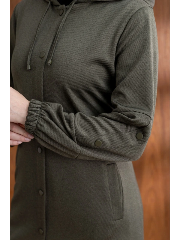 ÖNÜ ÇITÇITLI KAPÜŞONLU GİYÇIK - HAKİ