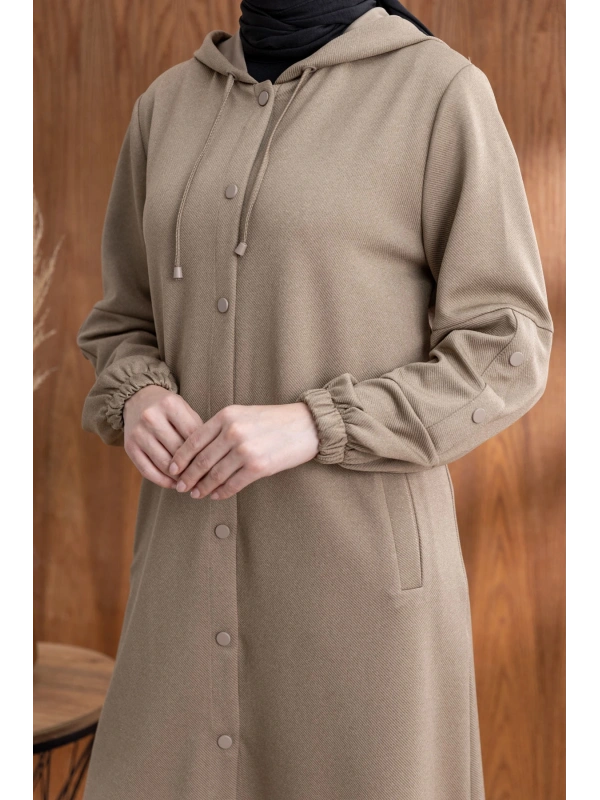 ÖNÜ ÇITÇITLI KAPÜŞONLU GİYÇIK - VİZON