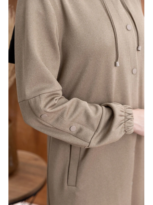 ÖNÜ ÇITÇITLI KAPÜŞONLU GİYÇIK - VİZON