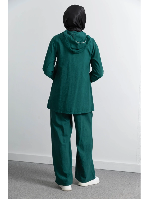 Letafet Cep Detaylı Pantolonlu Takım - ZÜMRÜT