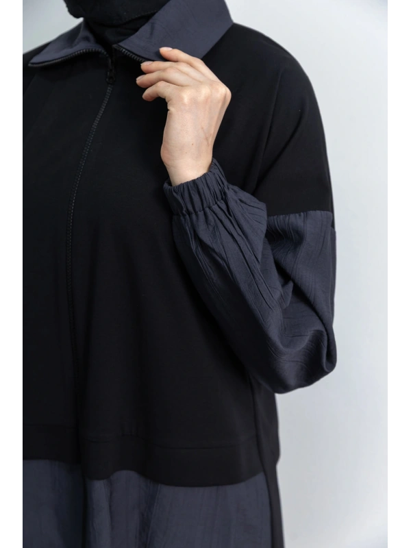 Letafet Çift Renkli Pantolonlu Takım - SİYAH