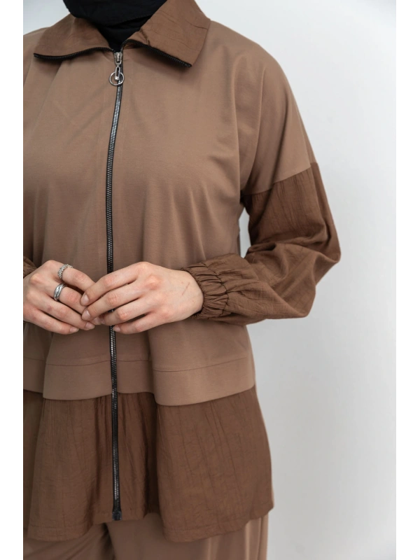 Letafet Çift Renkli Pantolonlu Takım - AÇIK VİZON