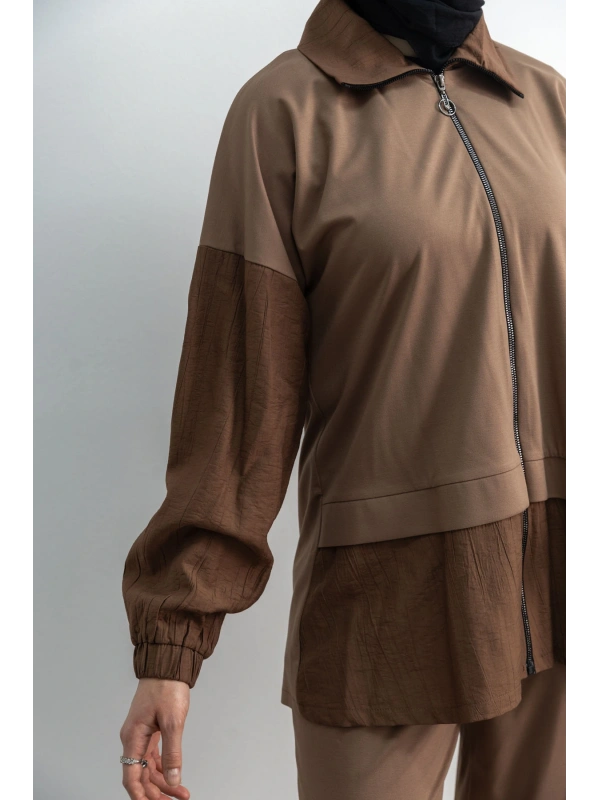 Letafet Çift Renkli Pantolonlu Takım - AÇIK VİZON