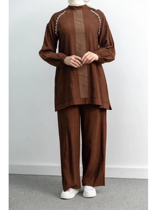 LETAFET 4071 PANTOLONLU TAKIM - KAHVE