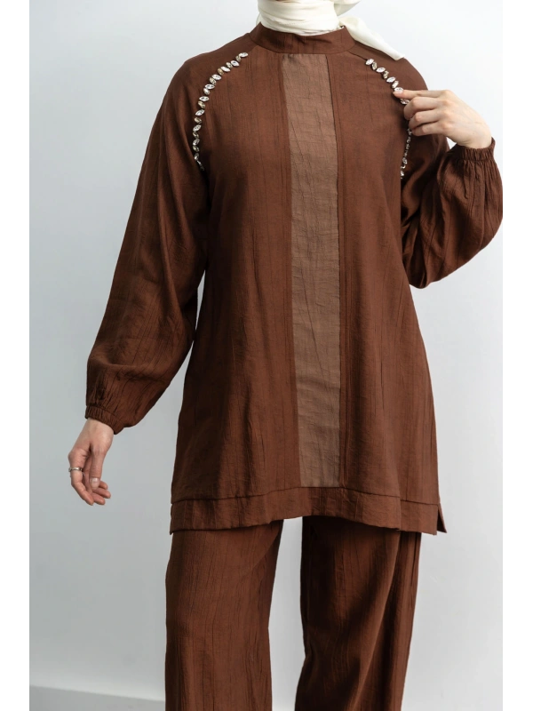 LETAFET 4071 PANTOLONLU TAKIM - KAHVE