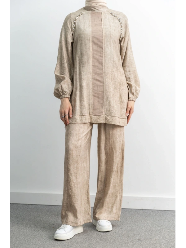 LETAFET 4071 PANTOLONLU TAKIM - BEJ