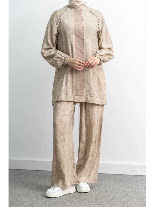 LETAFET 4071 PANTOLONLU TAKIM - BEJ