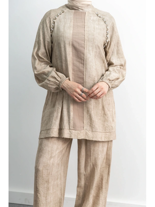 LETAFET 4071 PANTOLONLU TAKIM - BEJ