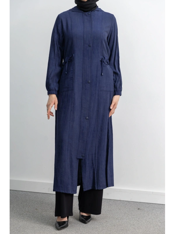 KARE ÇIT ÇIT DETAYLI FERACE - LACİVERT