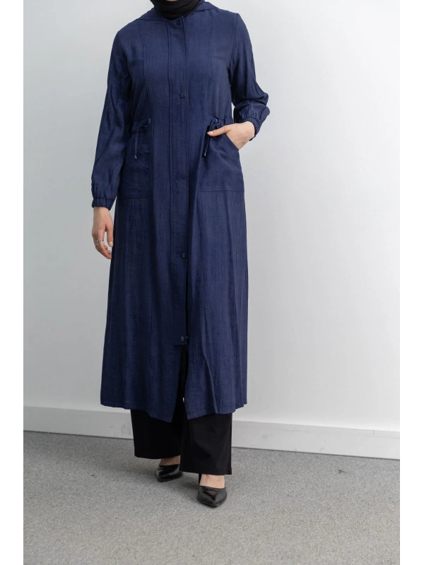 KARE ÇIT ÇIT DETAYLI FERACE - LACİVERT