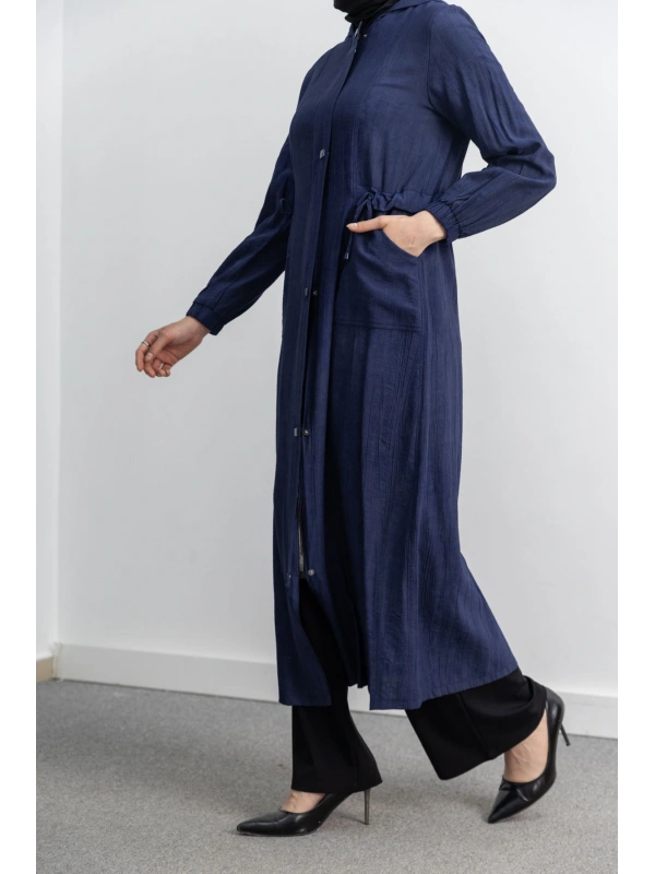 KARE ÇIT ÇIT DETAYLI FERACE - LACİVERT