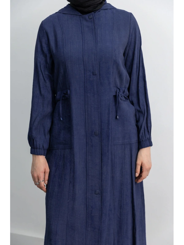 KARE ÇIT ÇIT DETAYLI FERACE - LACİVERT