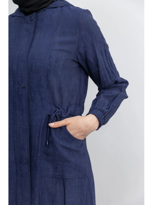 KARE ÇIT ÇIT DETAYLI FERACE - LACİVERT