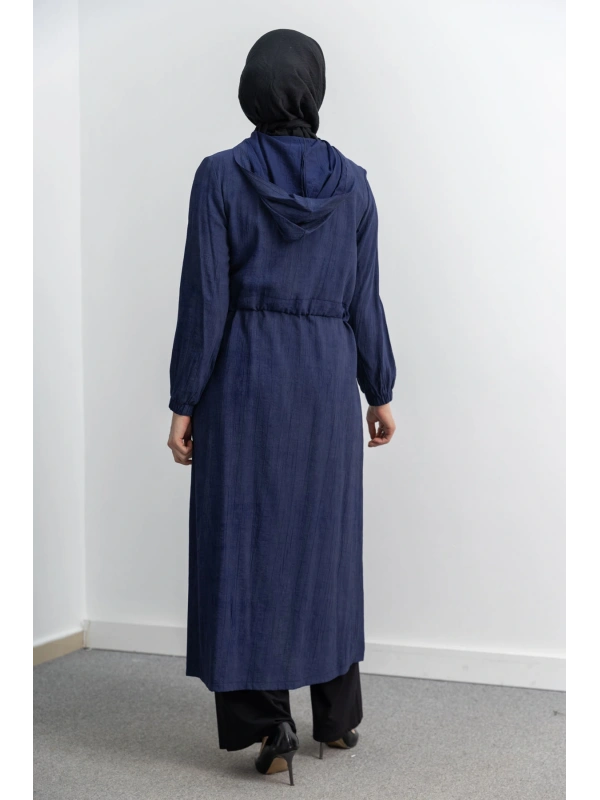 KARE ÇIT ÇIT DETAYLI FERACE - LACİVERT