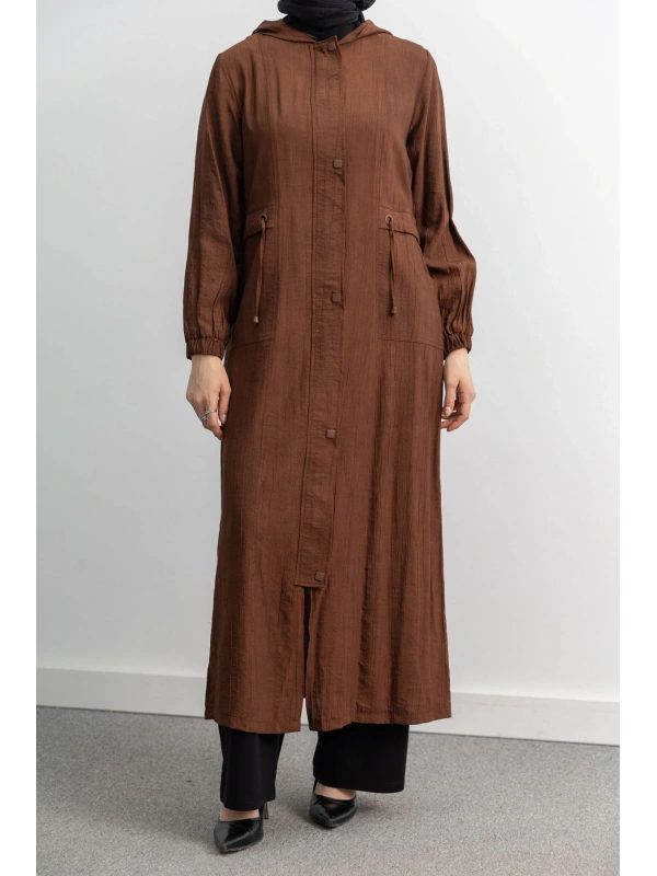 KARE ÇIT ÇIT DETAYLI FERACE - KAHVE