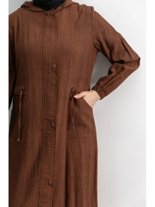 KARE ÇIT ÇIT DETAYLI FERACE - KAHVE