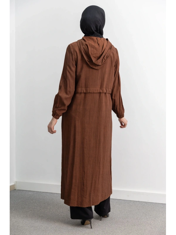 KARE ÇIT ÇIT DETAYLI FERACE - KAHVE