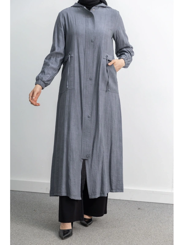 KARE ÇIT ÇIT DETAYLI FERACE - ANTRASİT