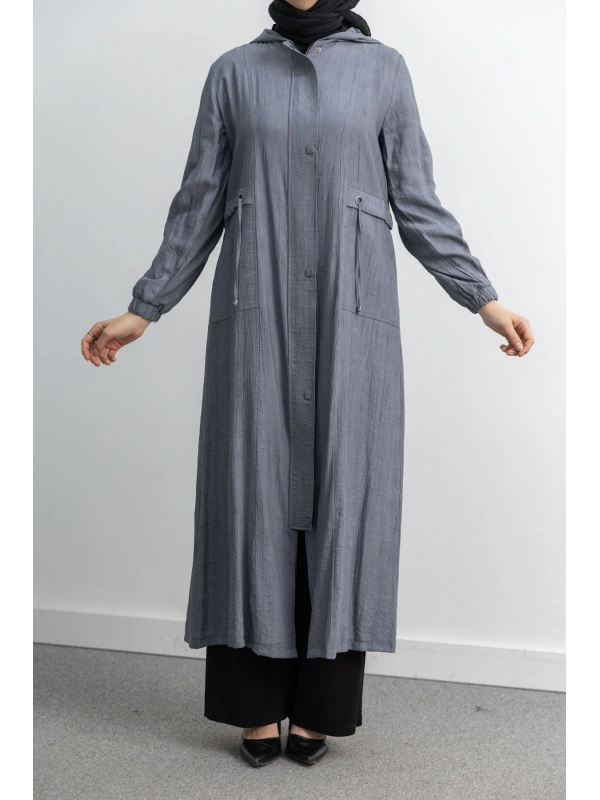 KARE ÇIT ÇIT DETAYLI FERACE - ANTRASİT