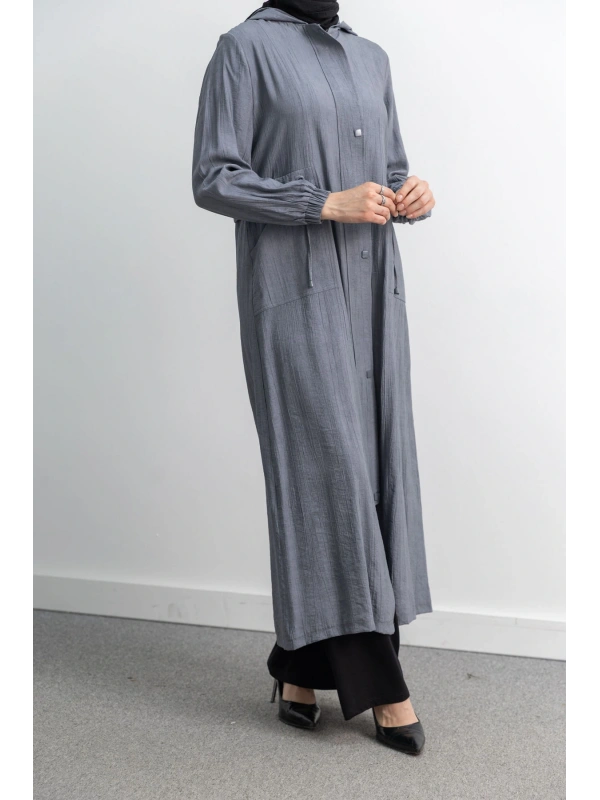 KARE ÇIT ÇIT DETAYLI FERACE - ANTRASİT