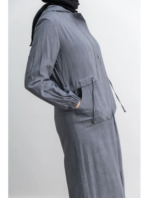 KARE ÇIT ÇIT DETAYLI FERACE - ANTRASİT