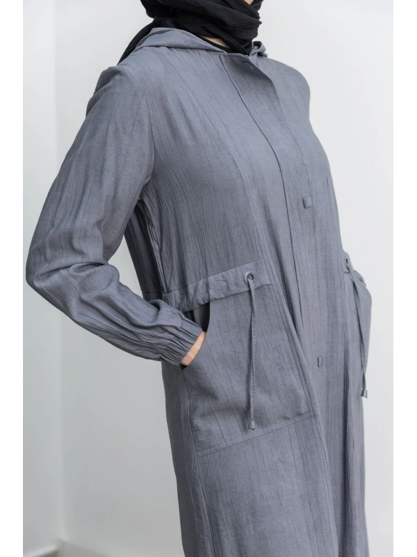 KARE ÇIT ÇIT DETAYLI FERACE - ANTRASİT