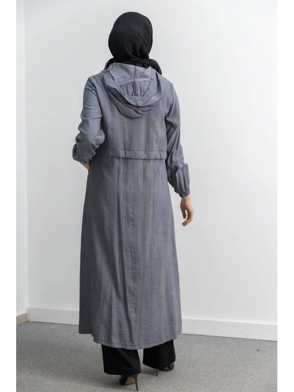 KARE ÇIT ÇIT DETAYLI FERACE - ANTRASİT