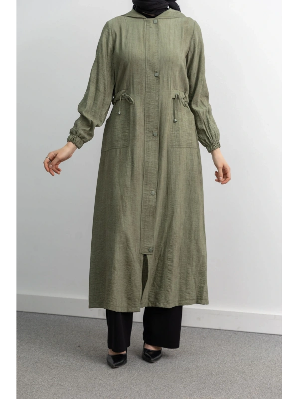 KARE ÇIT ÇIT DETAYLI FERACE - HAKİ