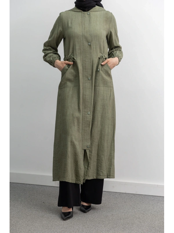 KARE ÇIT ÇIT DETAYLI FERACE - HAKİ