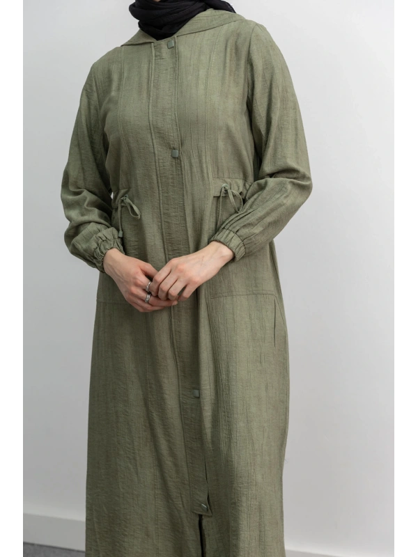 KARE ÇIT ÇIT DETAYLI FERACE - HAKİ