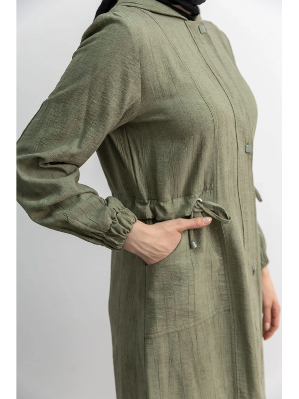 KARE ÇIT ÇIT DETAYLI FERACE - HAKİ