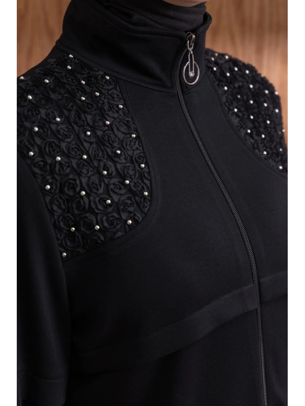 DANTEL DETAYLI PANTOLONLU TAKIM - SİYAH