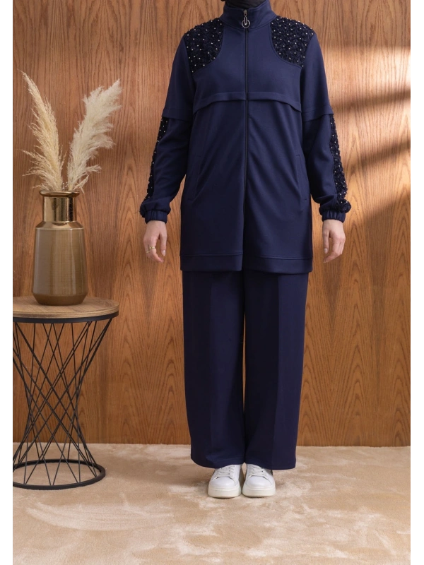 DANTEL DETAYLI PANTOLONLU TAKIM - LACİVERT