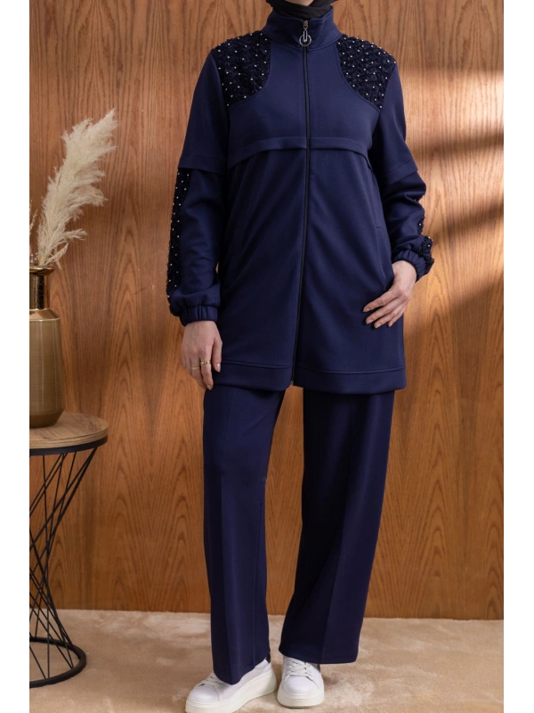 DANTEL DETAYLI PANTOLONLU TAKIM - LACİVERT